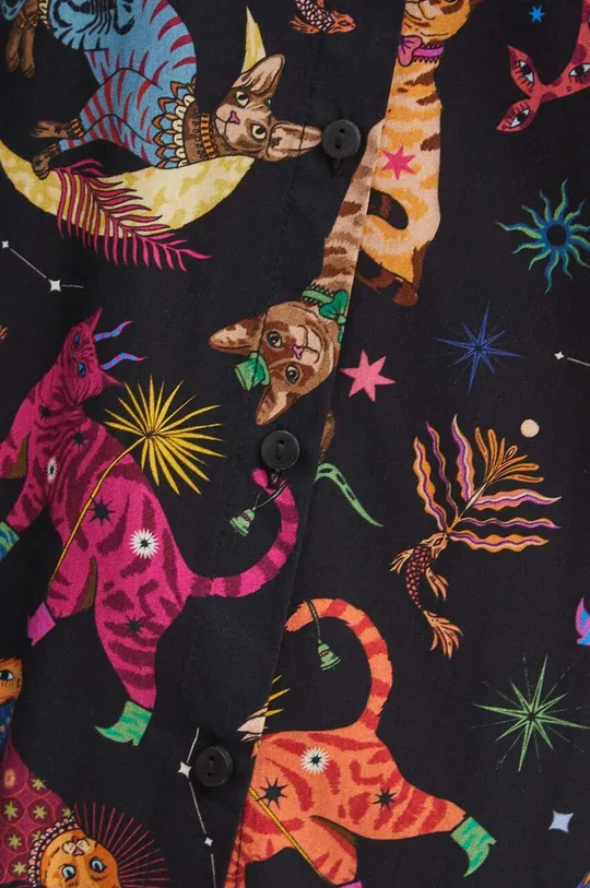 Šaty dámske z kolekcie Deň mačiek so vzorom čierna farba Dámsky
