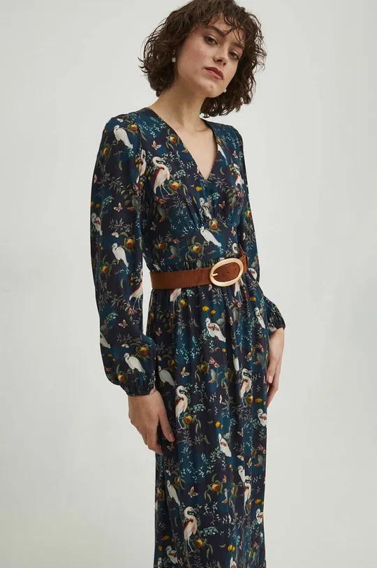 Šaty dámské midi z kolekce Graphics Series tyrkysová barva tyrkysová
