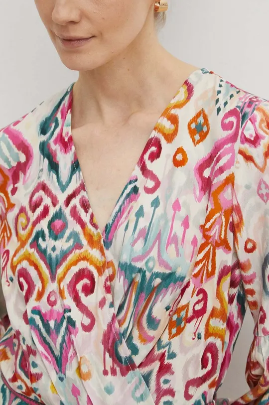 Sukienka damska midi z wiskozy kolor beżowy Damski