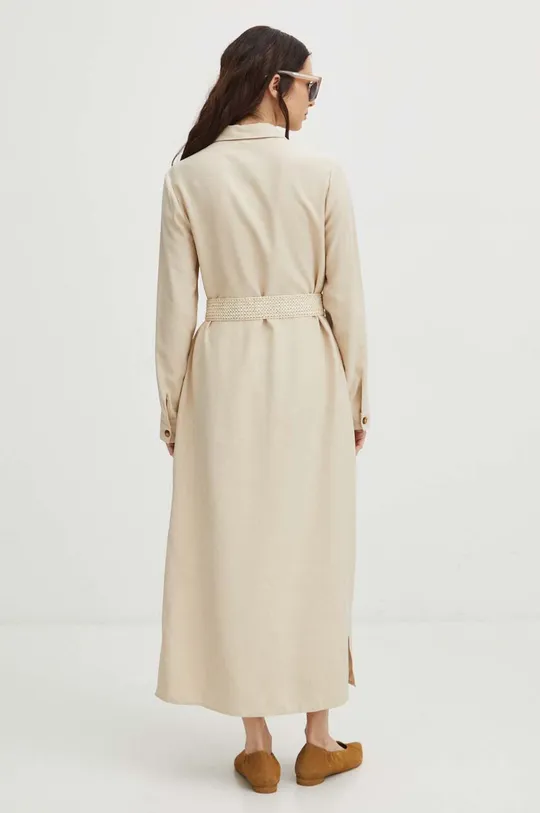 Šaty dámska béžová farba 90 % Viskóza, 10 % Polyester