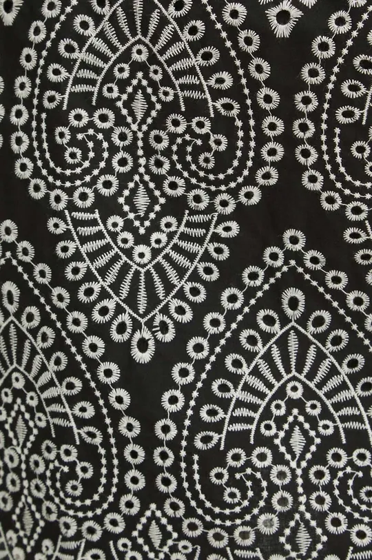 Sukienka bawełniana damska mini z ozdobnym haftem kolor czarny Damski