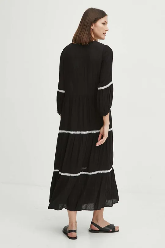 Šaty dámska maxi s prímesou viskózy čierna farba <p>Hlavný materiál: 100 % Viskóza Podšívka: 100 % Viskóza</p>
