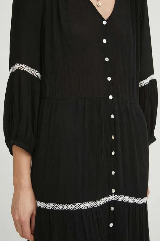 Šaty dámska maxi s prímesou viskózy čierna farba