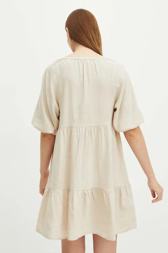 Lněné šaty dámské jednobarevné béžová barva <p>55 % Len, 45 % Viskóza</p>