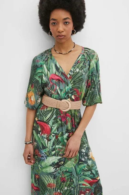 vícebarevná Šaty dámská maxi se vzorem s příměsí viskózy
