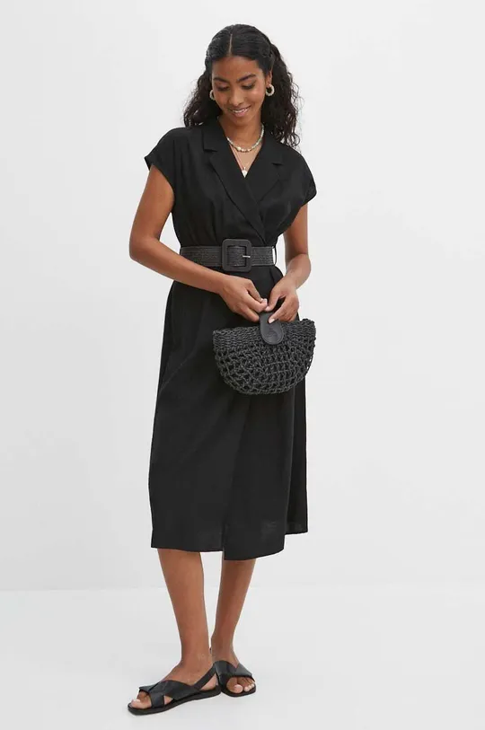 чорний Сукня з домішкою льону Medicine Жіночий