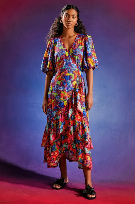 multicolor Sukienka damska midi z kolekcji Jane Tattersfield x Medicine kolor multicolor Damski