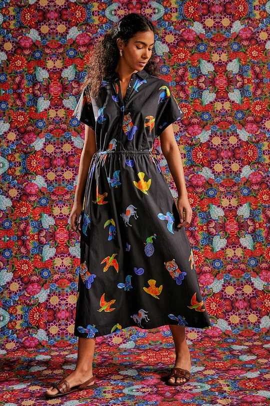 multicolor Sukienka damska midi z kolekcji Jane Tattersfield x Medicine kolor multicolor Damski