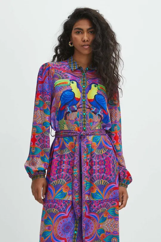 Sukienka midi z kolekcji Jane Tattersfield x Medicine kolor multicolor 100 % Wiskoza