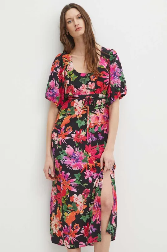 viacfarebná Šaty dámske maxi kvetované s prímesou modalu viac farieb Dámsky
