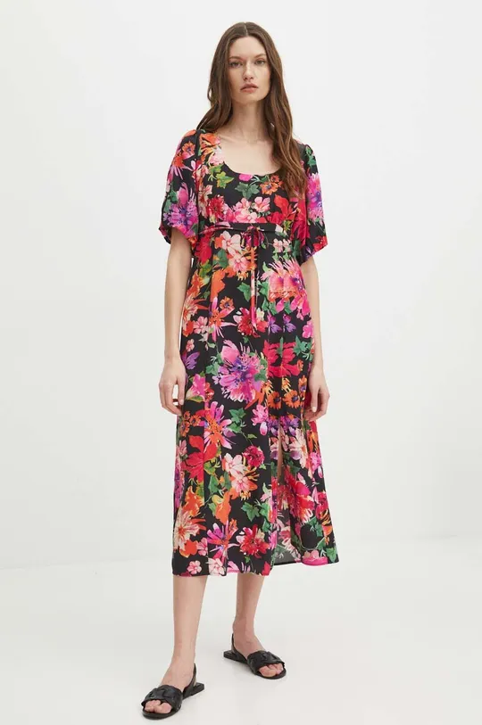 viacfarebná Šaty dámske maxi kvetované s prímesou modalu viac farieb