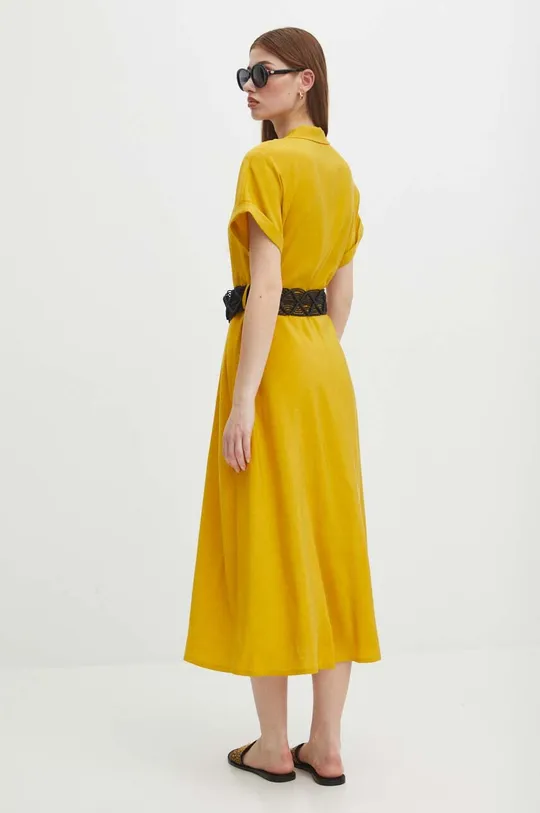 Sukienka damska midi gładka kolor żółty 80 % Modal, 20 % Poliester