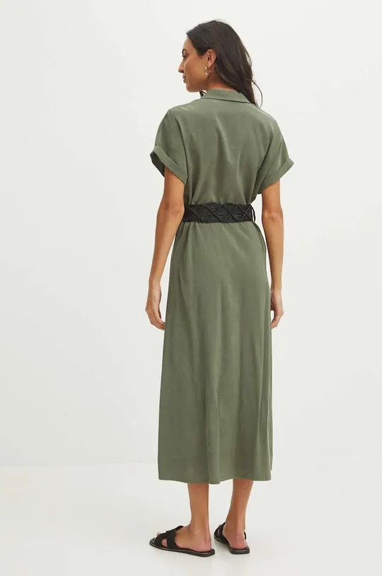 Sukienka damska midi gładka kolor zielony 80 % Modal, 20 % Poliester