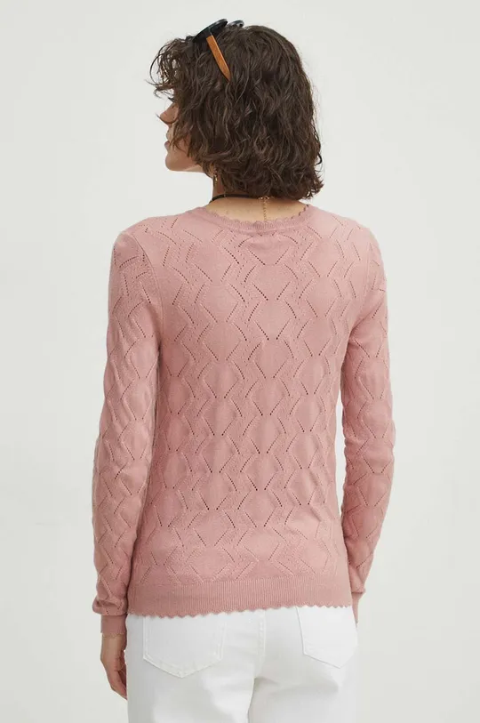Sweter damski ażurowy kolor różowy 70 % Wiskoza, 30 % Poliamid