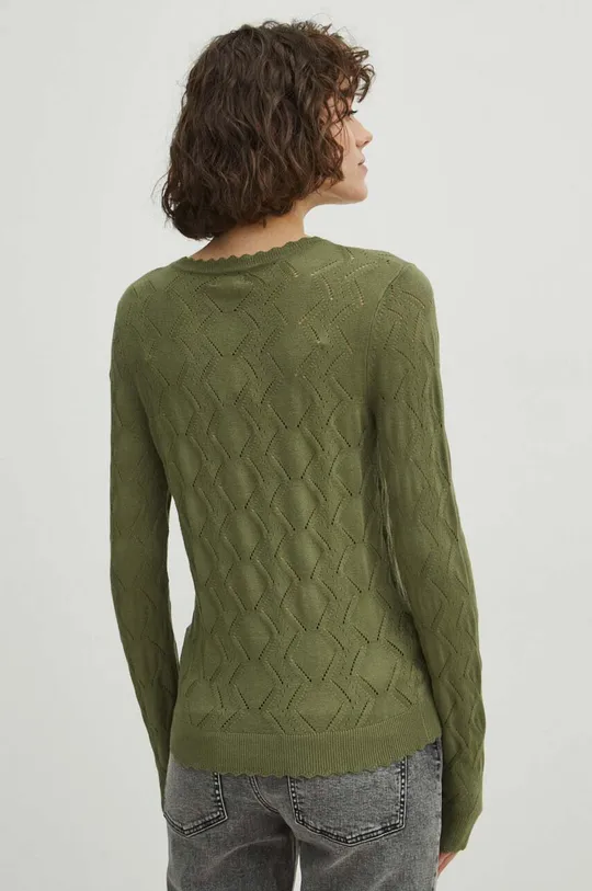 Sweter damski ażurowy kolor zielony 70 % Wiskoza, 30 % Poliamid