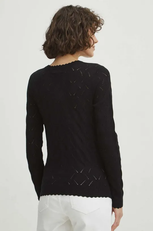 Sweter damski ażurowy kolor czarny 70 % Wiskoza, 30 % Poliamid