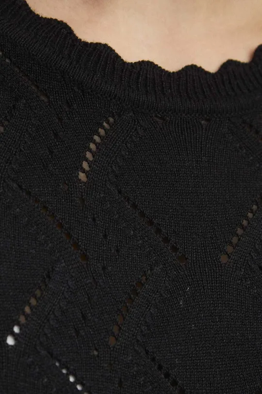 Sweter damski ażurowy kolor czarny Damski