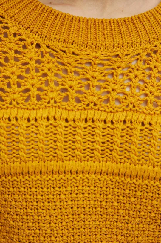 Sweter damski ażurowy kolor żółty Damski