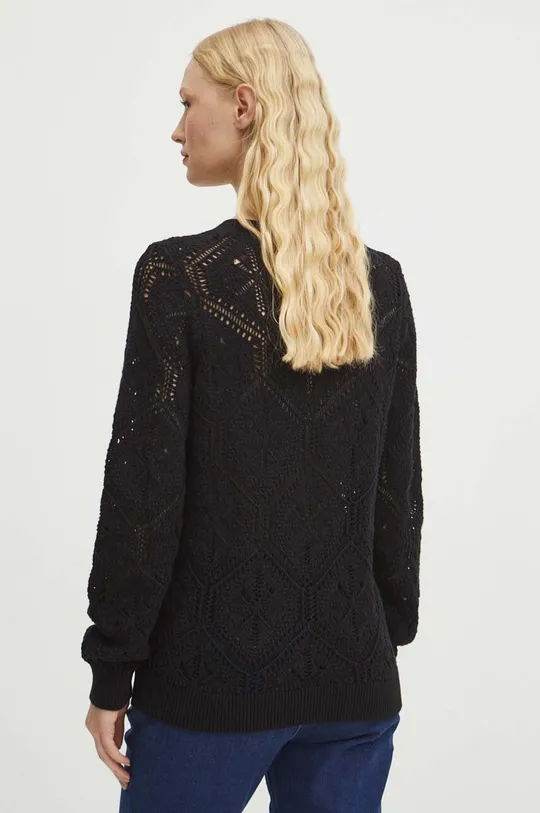 Sweter bawełniany damski ażurowy kolor czarny 100 % Bawełna