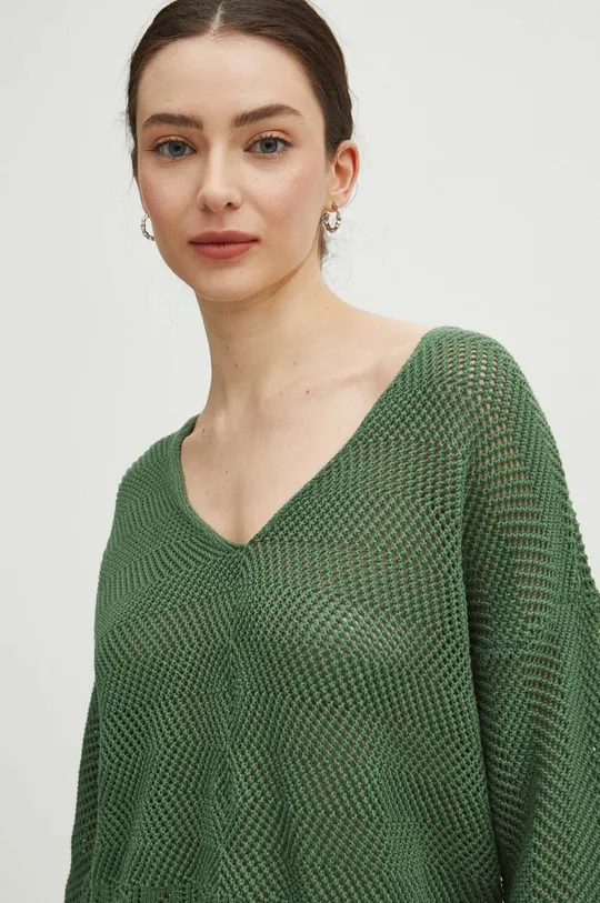 Sweter damski ażurowy kolor zielony Damski