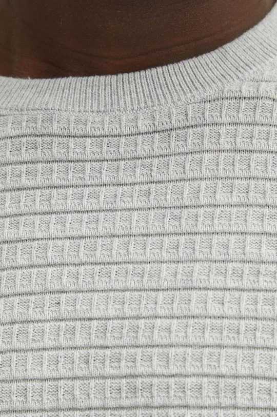Bavlnený sveter pánsky šedá farba Pánsky