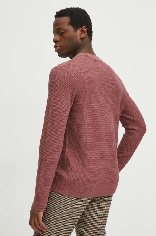 Sweter bawełniany męski z fakturą kolor różowy 100 % Bawełna
