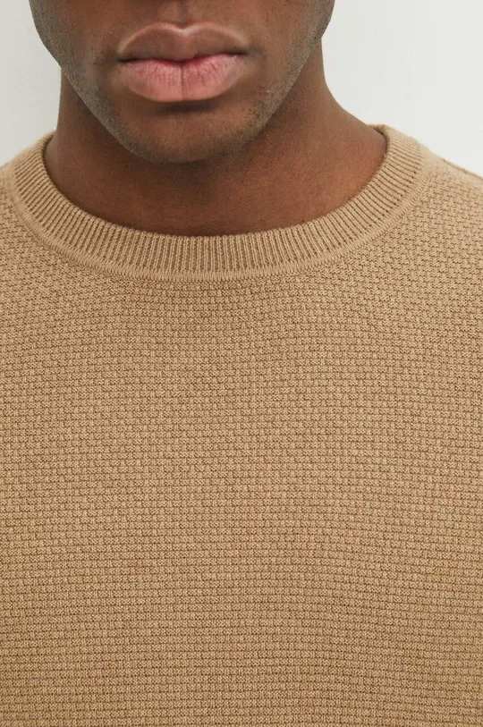 Bavlnený sveter pánsky béžová farba Pánsky