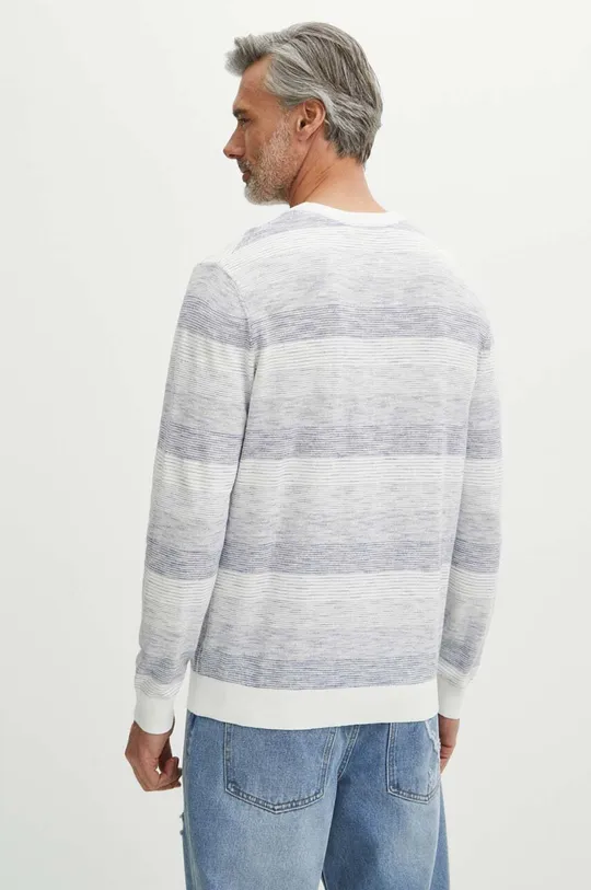 Sweter męski w pasy z fakturą kolor niebieski 86 % Bawełna, 14 % Poliester