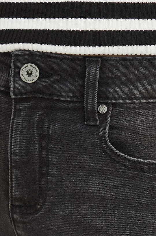 czarny Szorty jeansowe damskie z efektem sprania kolor czarny