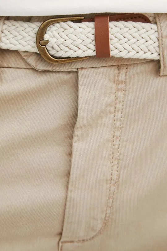 beżowy Szorty bawełniane męskie z domieszką elastanu z fakturą kolor beżowy