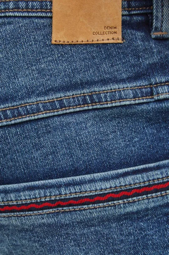 granatowy Szorty jeansowe męskie z efektem sprania kolor granatowy