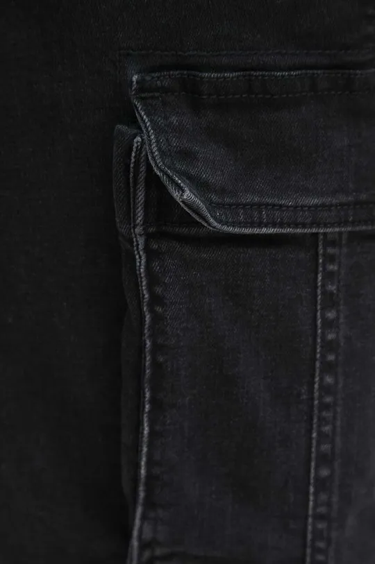 čierna Rifľové krátke nohavice pánske čierna farba