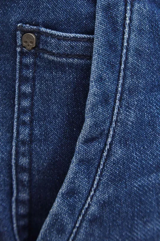 niebieski Szorty jeansowe męskie z efektem sprania kolor niebieski