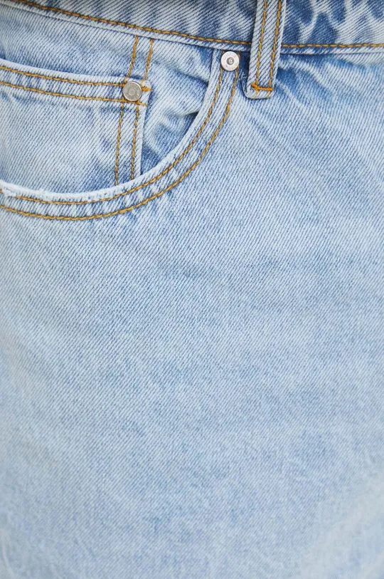 niebieski Szorty jeansowe bawełniane męskie z efektem sprania kolor niebieski