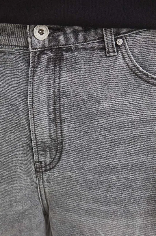 szary Szorty jeansowe bawełniane męskie z efektem sprania kolor szary