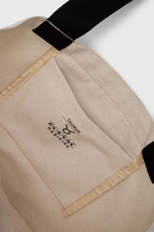béžová Bavlnená taška dámska z kolekcie Zverokruh - Býk béžová farba