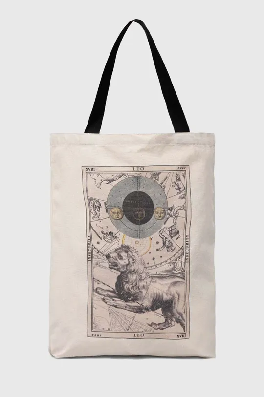 béžová Bavlnená taška dámska z kolekcie Zverokruh - Lev béžová farba Dámsky