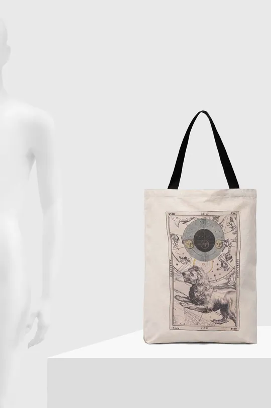 Bavlnená taška dámska z kolekcie Zverokruh - Lev béžová farba