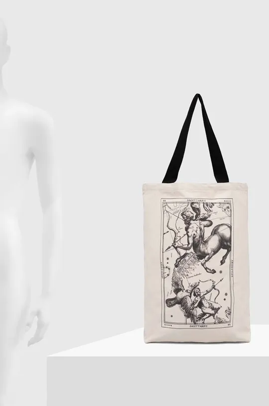 Bavlnená taška dámska z kolekcie Zverokruh - Strelec béžová farba