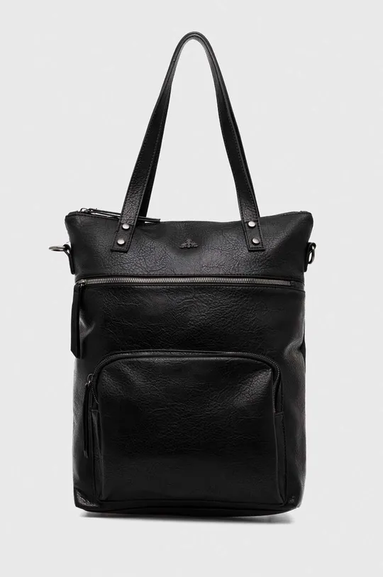 čierna Kabelka dámska s funkciou batohu z ekologickej kože čierna farba Dámsky