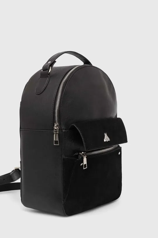 Kožený batoh dámský se semišovými prvky černá barva černá