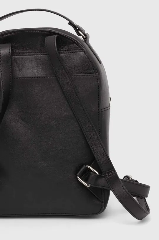 čierna Dámsky kožený ruksak so semišovými vložkami, čierny