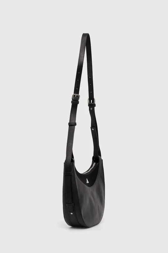 Kožená kabelka dámska so semišovým prvkom čierna farba čierna