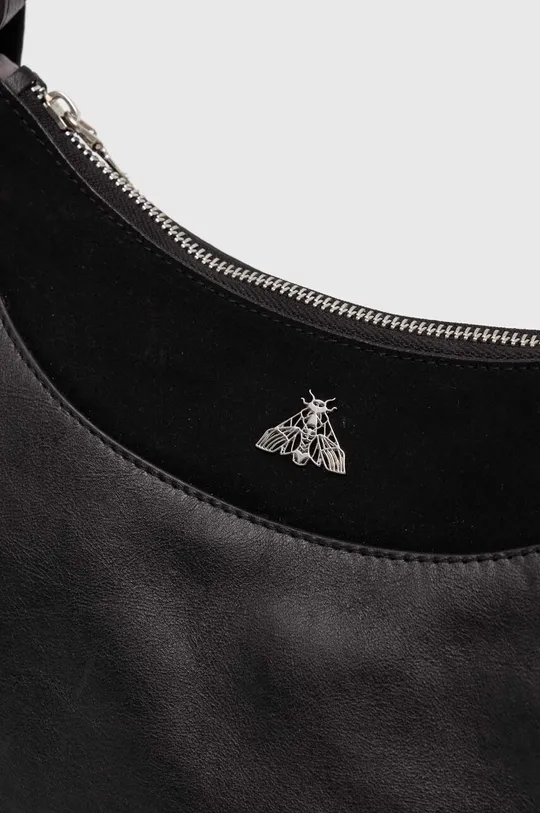 čierna Kožená kabelka dámska so semišovým prvkom čierna farba