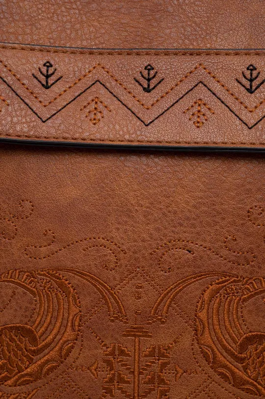 brązowy Plecak damski ze skóry ekologicznej z ozdobnym haftem kolor brązowy