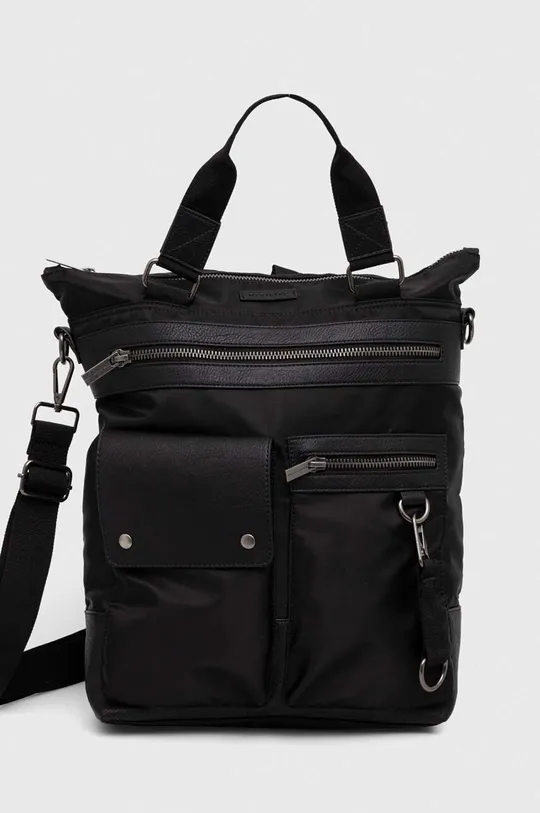 čierna Taška pánska s funciou ruksaka hladká čierna farba Pánsky
