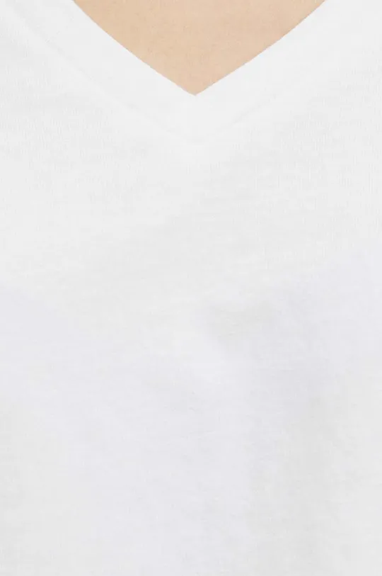 T-shirt bawełniany damski z domieszką elastanu kolor biały Damski