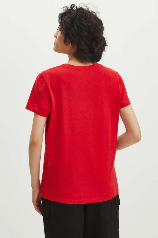 T-shirt bawełniany damski z domieszką elastanu kolor czerwony 95 % Bawełna, 5 % Elastan