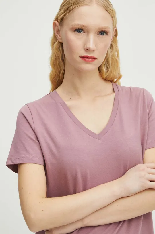 ružová Bavlnené tričko dámske s prímesou elastanu ružová farba
