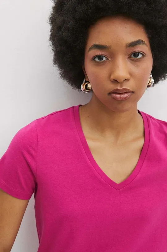 růžová Bavlněné tričko dámské s příměsí elastanu